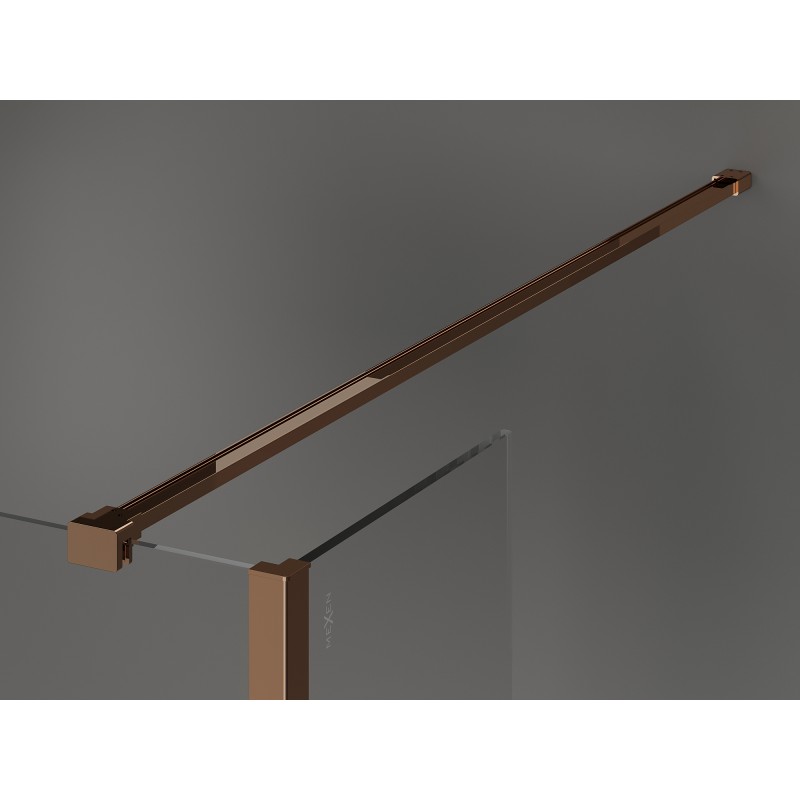 Mexen Kioto paroi de douche Walk-in 150 x 40 cm, cadre noir, or rose - 800-150-212-60-70-040