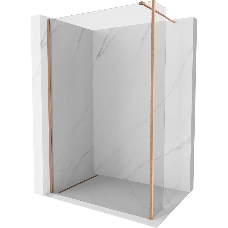 Mexen Kioto paroi de douche Walk-in 135 x 30 cm, transparent, cuivre brossé - 800-135-212-65-00-030