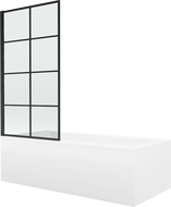 Mexen Cubik baignoire rectangulaire 150 x 70 cm avec tablier et pare-bain 1 volet 70 cm, motif noir fix - 550315070X9307007077