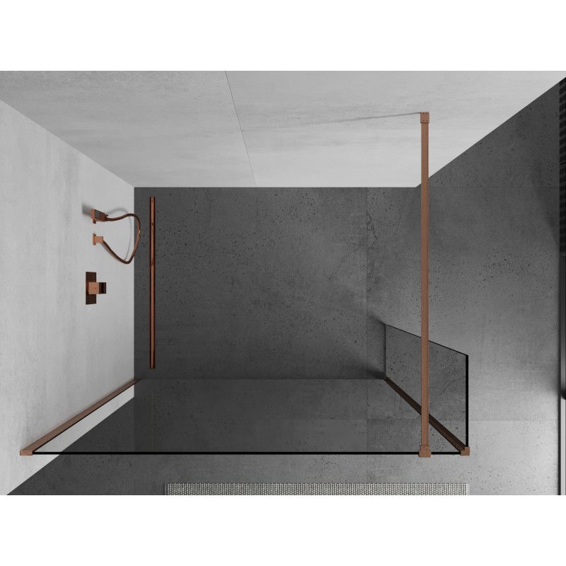 Mexen Kioto paroi de douche Walk-in 95 x 40 cm, transparent, cuivre brossé - 800-095-212-65-00-040