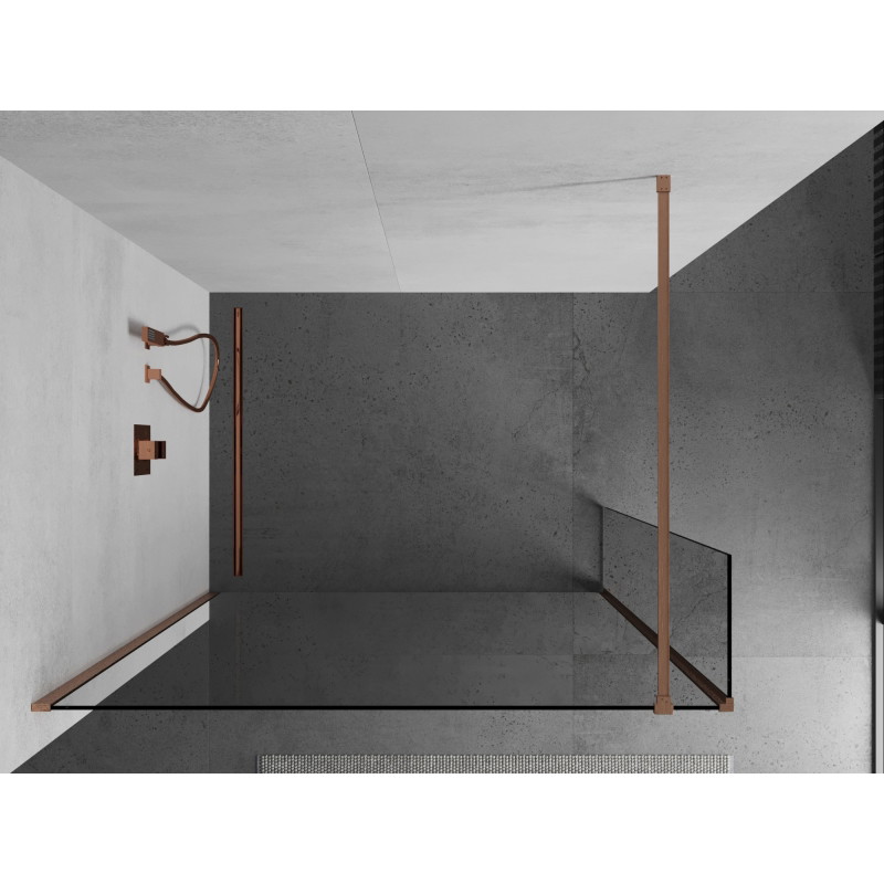 Mexen Kioto paroi de douche Walk-in 135 x 40 cm, transparent, cuivre brossé - 800-135-212-65-00-040