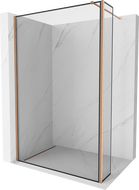 Mexen Kioto paroi de douche Walk-in 120 x 30 cm, cadre noir, cuivre brossé - 800-120-212-65-70-030
