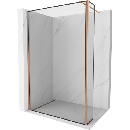 Mexen Kioto Paroi de douche Walk-in 130 x 30 cm, cadre noir, cuivre brossé - 800-130-212-65-70-030