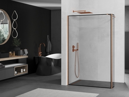 Mexen Kioto paroi de douche Walk-in 120 x 30 cm, cadre noir, cuivre brossé - 800-120-212-65-70-030