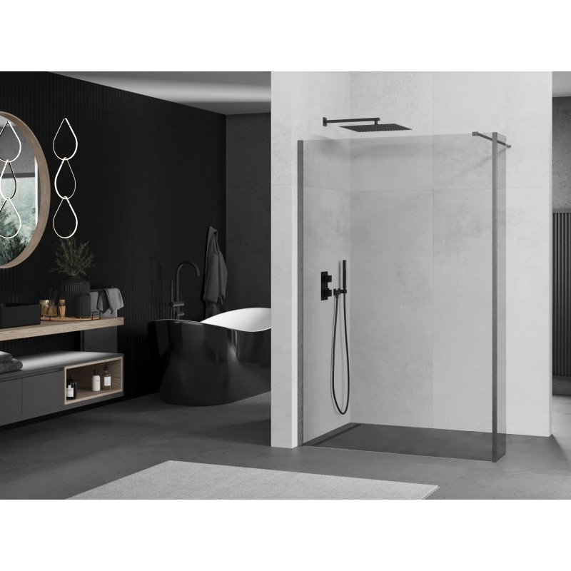 Mexen Kioto paroi de douche Walk-in 125 x 30 cm, transparent, gris canon brossé - 800-125-212-66-00-030