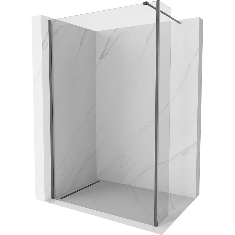 Mexen Kioto paroi de douche Walk-in 150 x 30 cm, transparent, gris canon brossé - 800-150-212-66-00-030