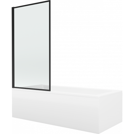 Mexen Cubik baignoire rectangulaire 150 x 70 cm avec habillage et paroi de douche pliable 80 cm, motif noir - 550315070X9308017?