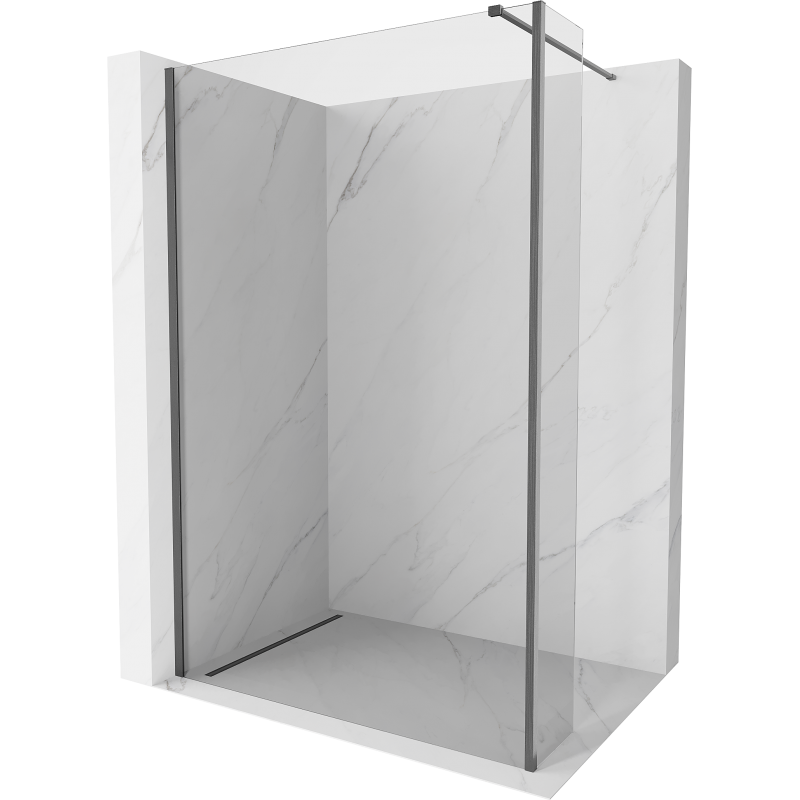 Mexen Kioto paroi de douche Walk-in 160 x 40 cm, transparente, gris ardoise brossé - 800-160-212-66-00-040