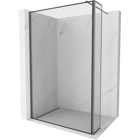 Mexen Kioto paroi de douche Walk-in 90 x 30 cm, cadre noir, gris acier brossé - 800-090-212-66-70-030