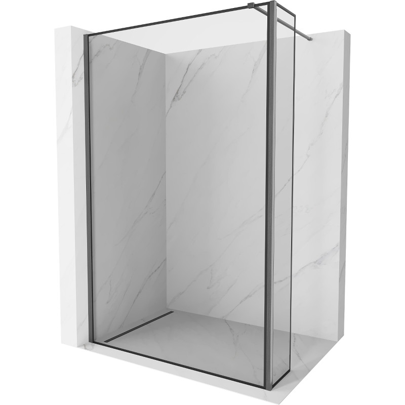 Mexen Kioto paroi de douche Walk-in 150 x 40 cm, cadre noir, gris canon brossé - 800-150-212-66-70-040