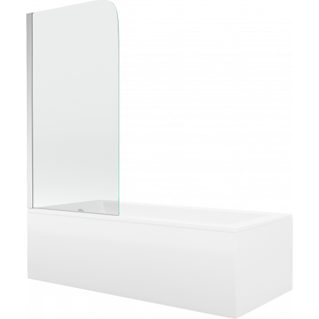 Mexen Cubik baignoire rectangulaire 160 x 70 cm avec panneau et paroi 1-volet 70 cm, transparent, chrome - 550316070X9007010100
