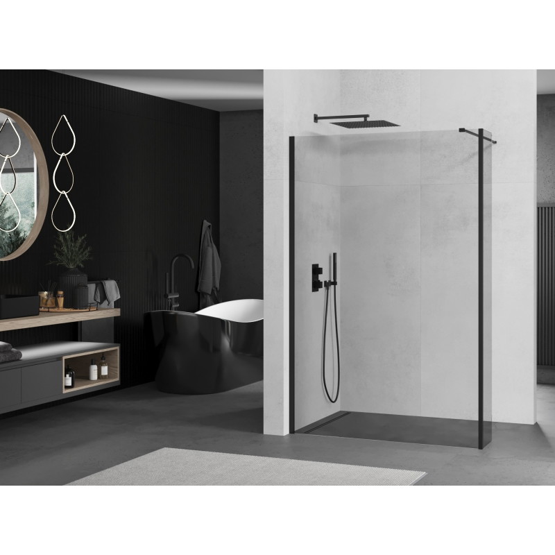 Mexen Kioto paroi de douche Walk-in 115 x 30 cm, transparent, noir - 800-115-212-70-00-030