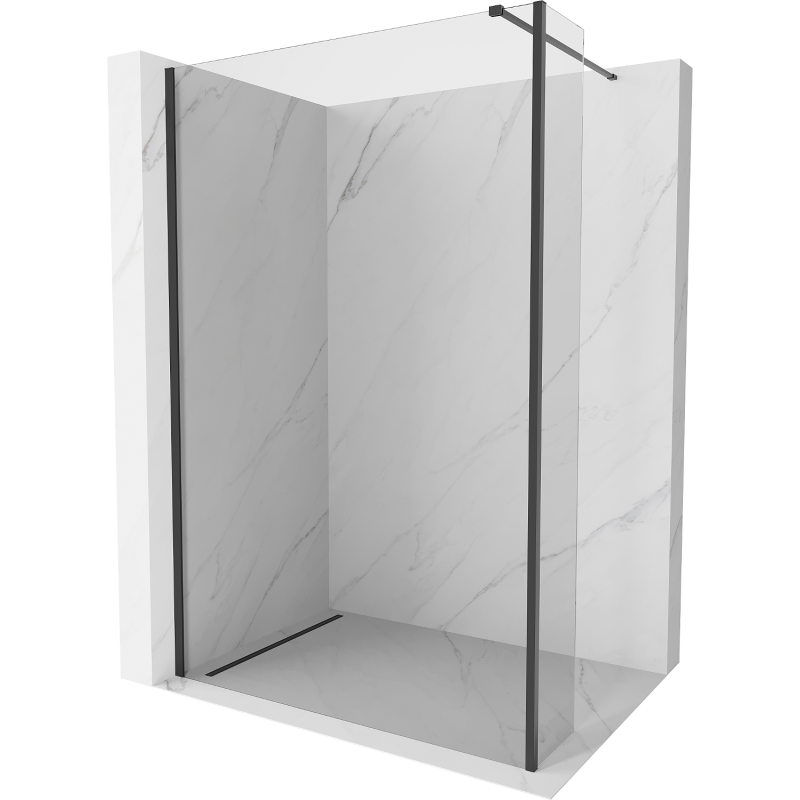 Mexen Kioto paroi de douche Walk-in 130 x 30 cm, transparent, noir - 800-130-212-70-00-030