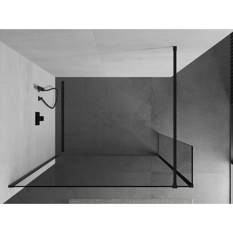 Mexen Kioto paroi de douche Walk-in 135 x 30 cm, transparent, noir - 800-135-212-70-00-030