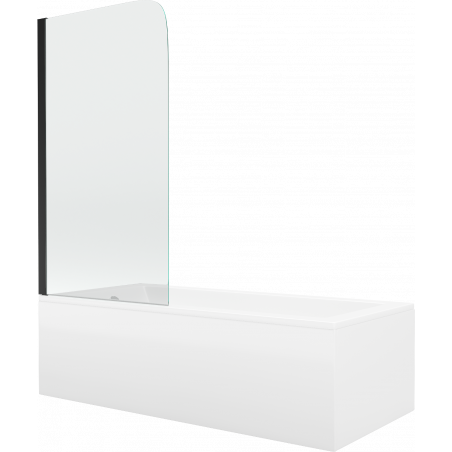 Mexen Cubik baignoire rectangulaire 160 x 70 cm avec habillage et paroi pivotante 70 cm, transparent, noir - 550316070X90070170?