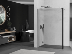 Paroi de douche Mexen Kioto Walk-in 120 x 40 cm, transparente, noire - 800-120-212-70-00-040