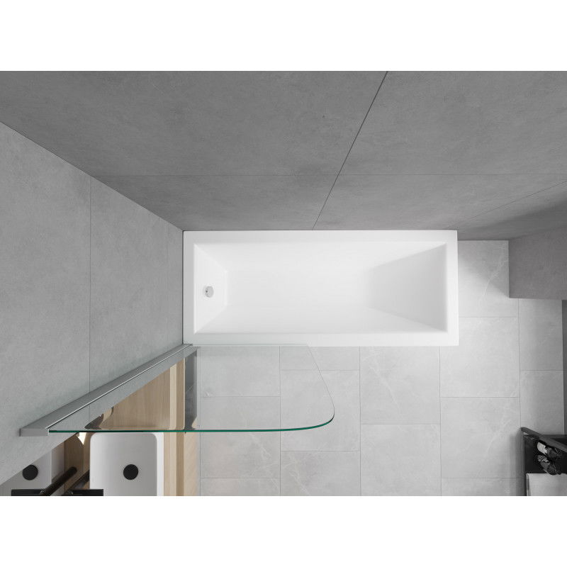 Mexen Cubik baignoire rectangulaire 160 x 70 cm avec habillage et paroi de douche à 1 volet 75 cm, transparent, chromé