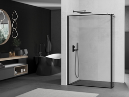 Mexen Kioto paroi de douche Walk-in 90 x 30 cm, motif noir, noir - 800-090-212-70-70-030