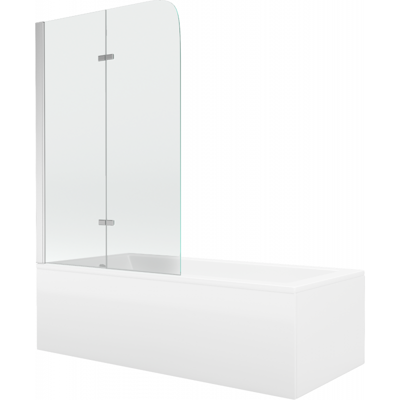 Mexen Cubik baignoire rectangulaire 160 x 70 cm avec habillage et paroi 2 battants 80 cm, transparent, chrome - 550316070X90080?