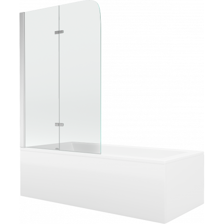 Mexen Cubik baignoire rectangulaire 160 x 70 cm avec habillage et paroi 2 battants 80 cm, transparent, chrome - 550316070X90080?