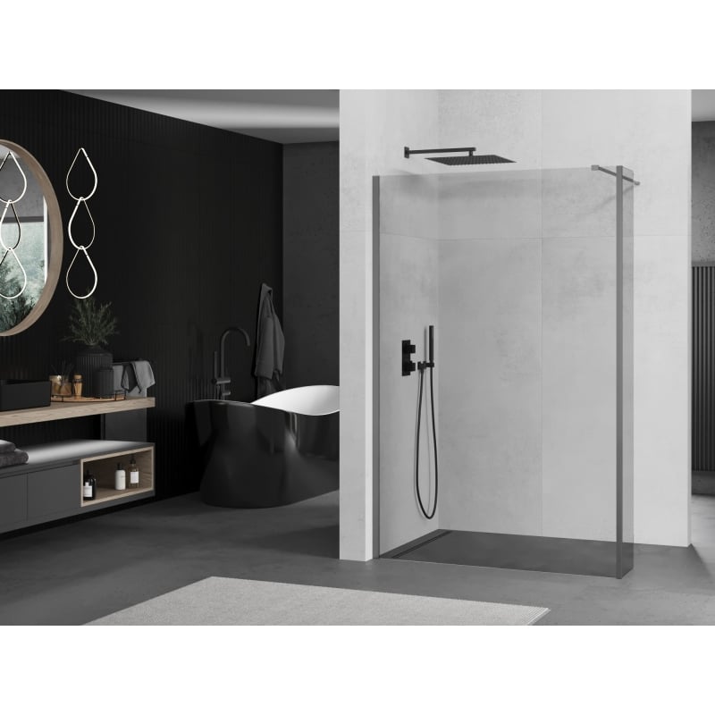 Mexen Kioto Paroi de douche Walk-in 130 x 40 cm, transparente, métal gun - 800-130-212-95-00-040