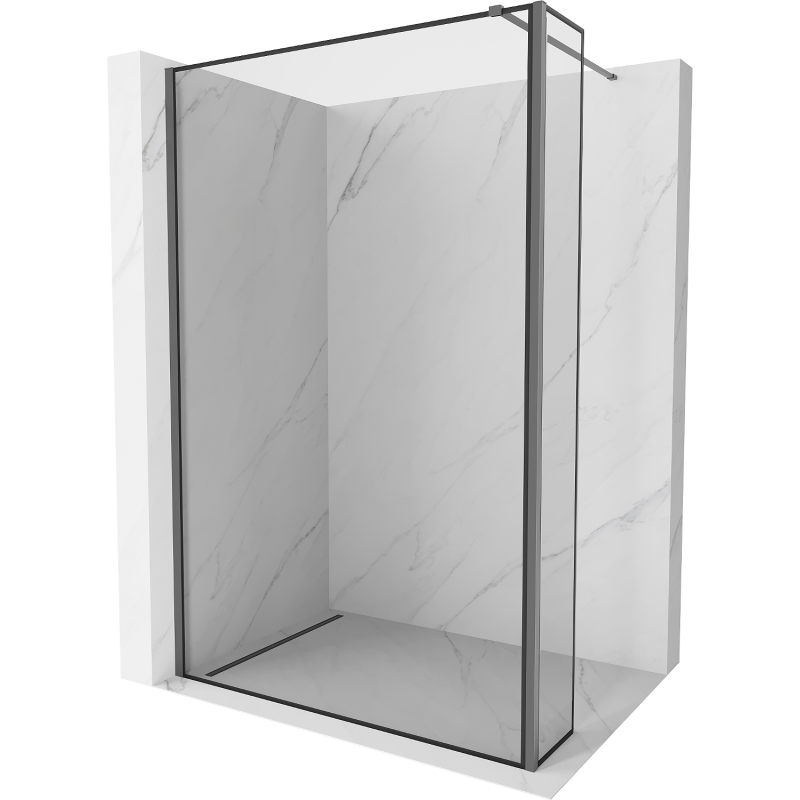 Mexen Kioto paroi de douche Walk-in 150 x 30 cm, motif noir, gun metal - 800-150-212-95-70-030