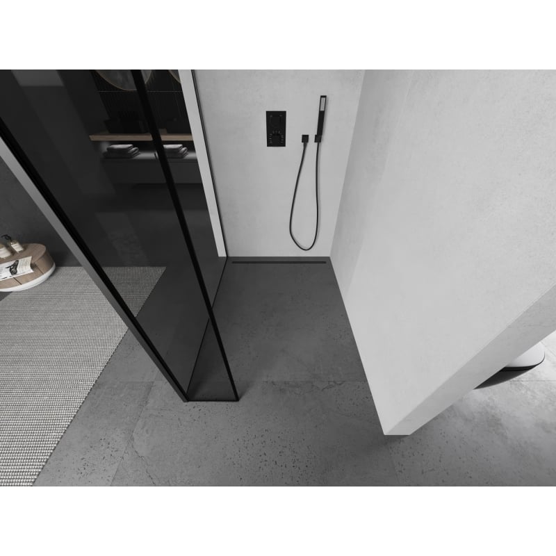 Mexen Kioto paroi de douche Walk-in 100 x 40 cm, cadre noir, métal canon - 800-100-212-95-70-040