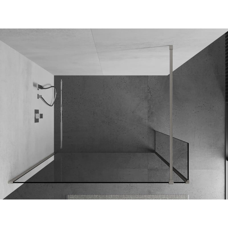 Mexen Kioto paroi de douche Walk-in 125 x 30 cm, transparent, nickel brossé - 800-125-212-97-00-030