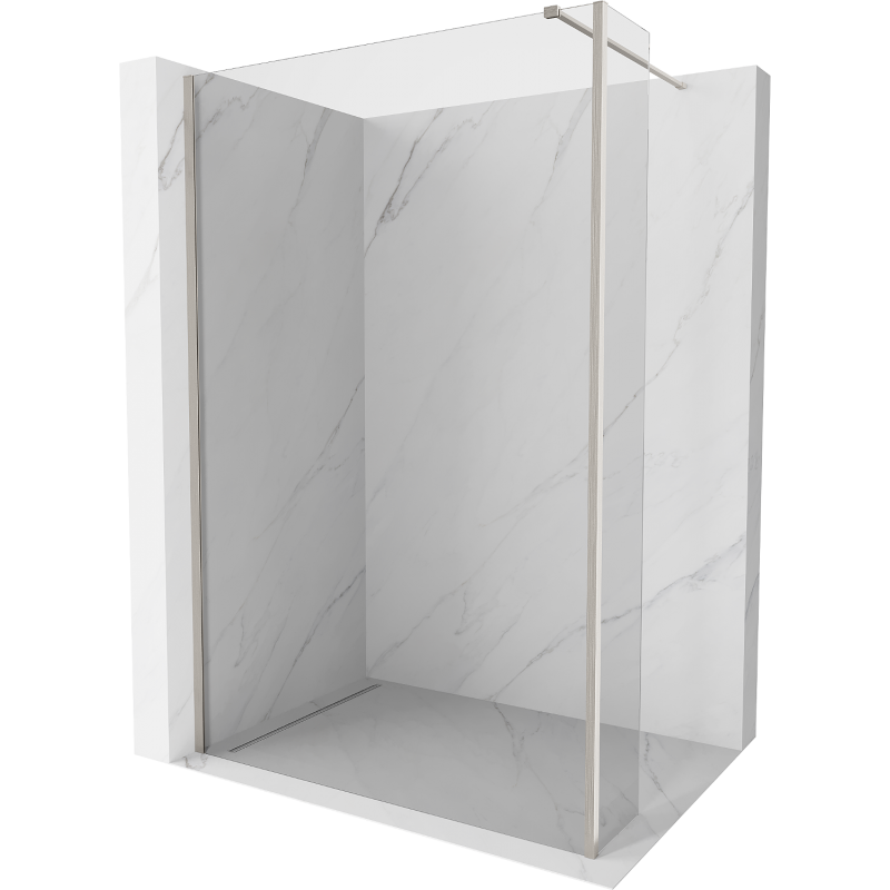 Paroi de douche Mexen Kioto Walk-in 140 x 30 cm, transparent, acier inoxydable brossé - 800-140-212-97-00-030