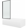 Mexen Cubik baignoire rectangulaire 160 x 70 cm avec habillage et paroi 1 vantail 70 cm, motif noir fixe - 550316070X9307007070