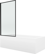 Mexen Cubik baignoire rectangulaire 160 x 70 cm avec habillage et paroi 1 vantail 70 cm, motif noir fixe - 550316070X9307007070