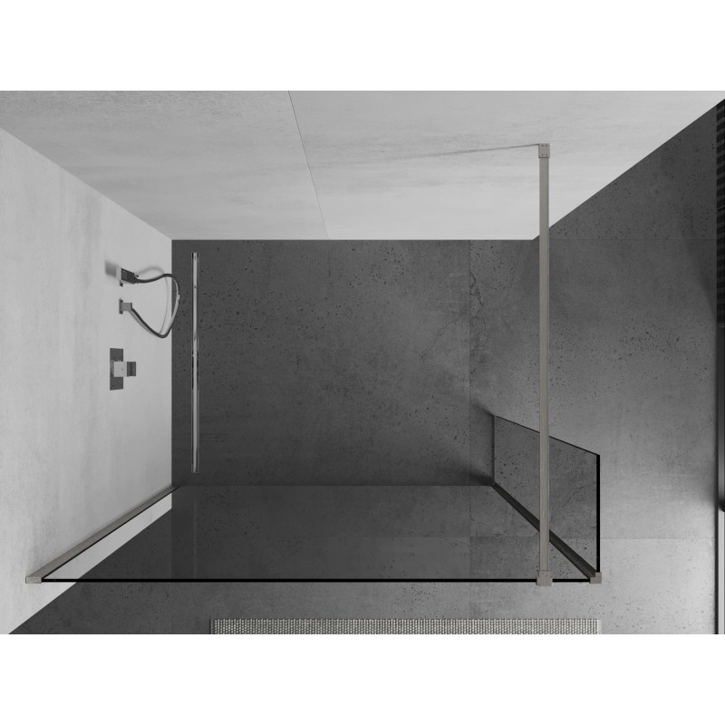 Mexen Kioto paroi de douche Walk-in 130 x 40 cm, transparent, nickel brossé - 800-130-212-97-00-040