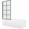 Mexen Cubik baignoire rectangulaire 160 x 70 cm avec habillage et paravent à 1 battant 70 cm, motif noir fixe