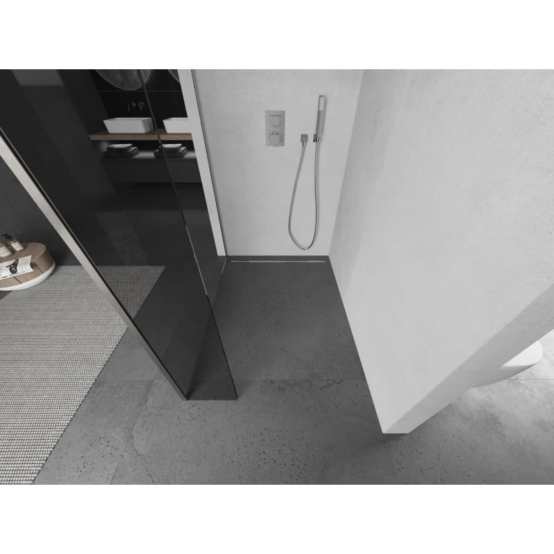 Mexen Kioto paroi de douche Walk-in 180 x 40 cm, transparent, nickel brossé - 800-180-212-97-00-040