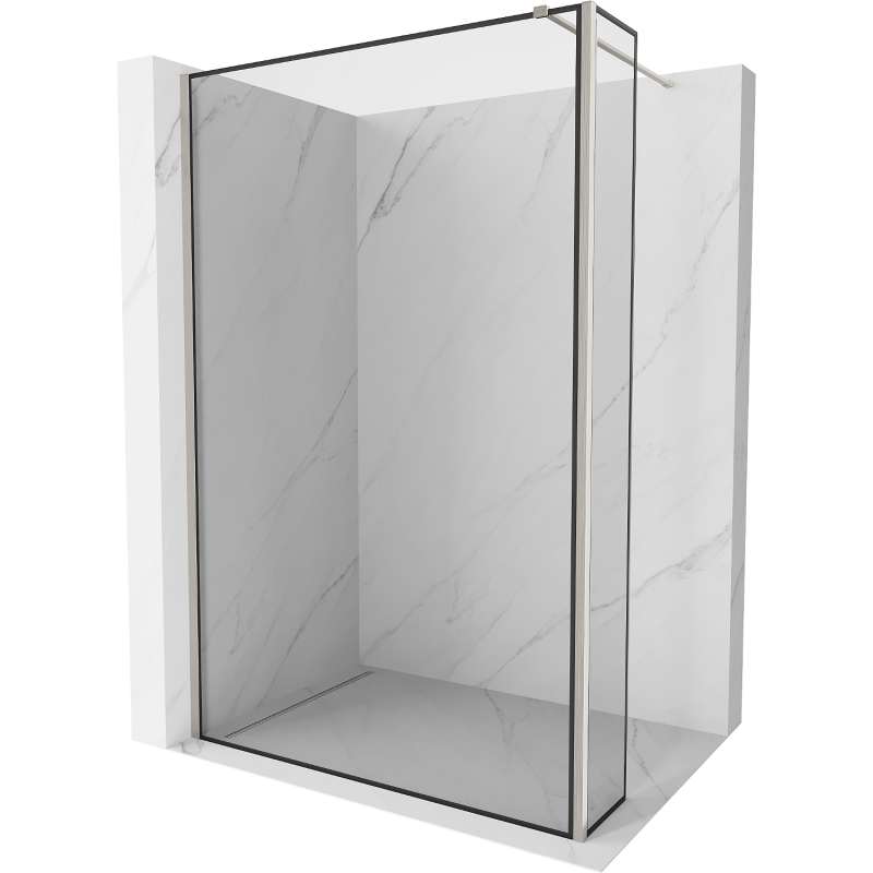 Mexen Kioto paroi de douche Walk-in 100 x 40 cm, motif noir, nickel brossé - 800-100-212-97-70-040