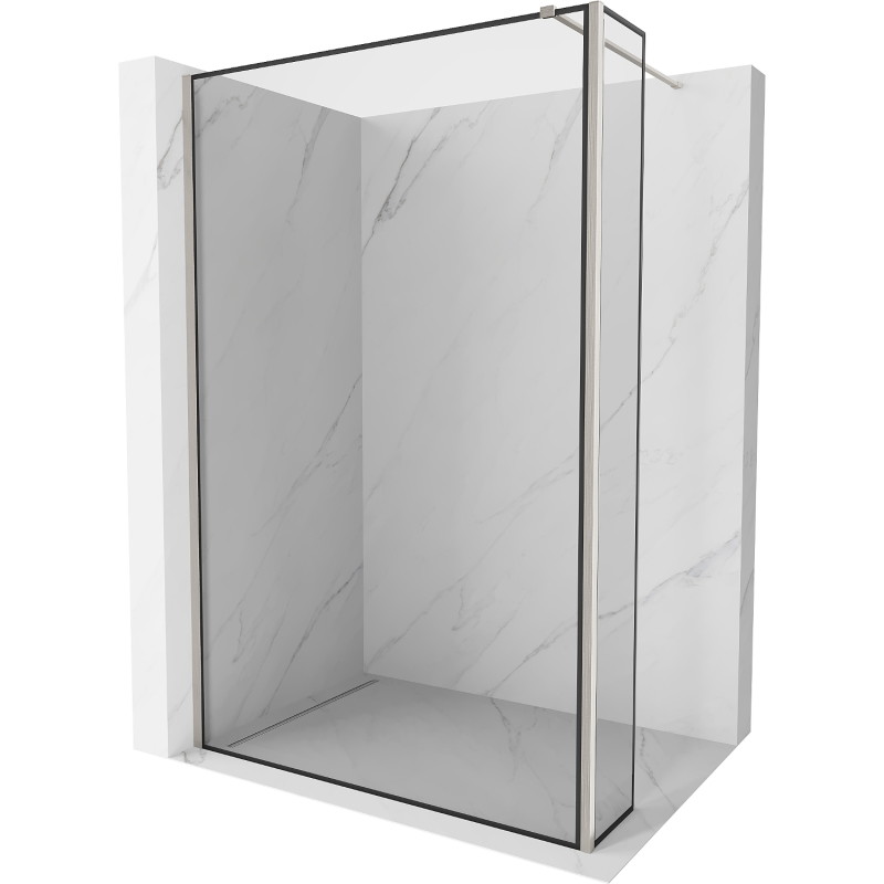 Mexen Kioto cloison de douche Walk-in 120 x 40 cm, cadre noir, nickel brossé - 800-120-212-97-70-040