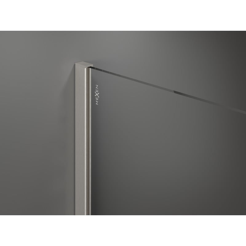 Mexen Kioto paroi de douche Walk-in 130 x 30 cm, cadre noir, nickel brossé - 800-130-212-97-70-030