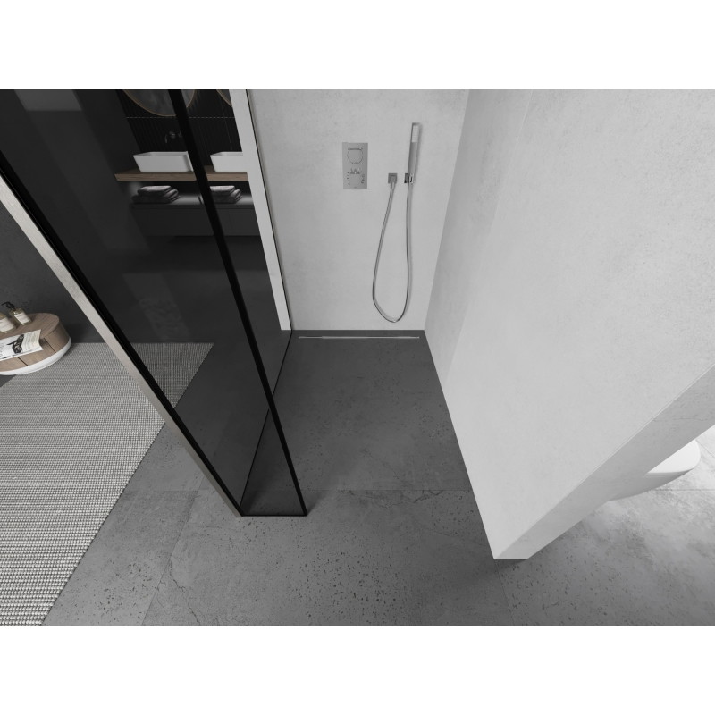 Mexen Kioto cloison de douche Walk-in 120 x 40 cm, cadre noir, nickel brossé - 800-120-212-97-70-040