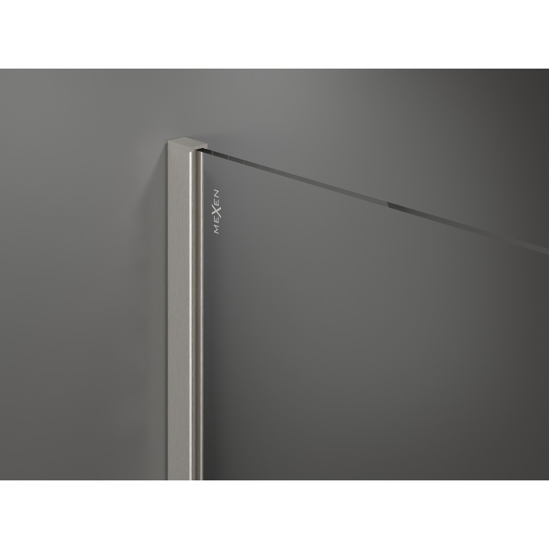 Mexen Kioto paroi de douche Walk-in 140 x 40 cm, cadre noir, nickel brossé - 800-140-212-97-70-040