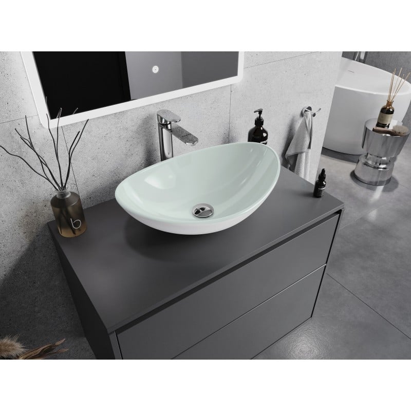 Mexen Sonia lavabo en verre à poser 54 x 37 cm, blanc - 24145430