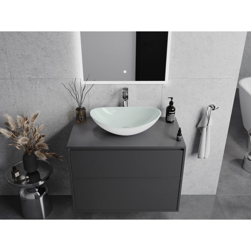 Mexen Sonia lavabo en verre à poser 54 x 37 cm, blanc - 24145430