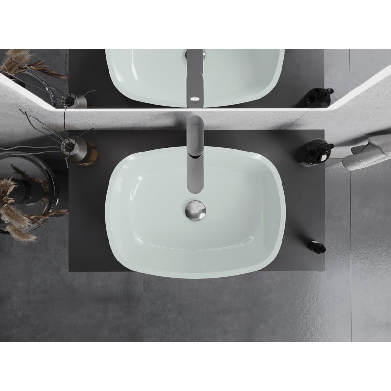 Mexen Araks lavabo en verre à poser 54 x 39 cm, blanc - 24155430