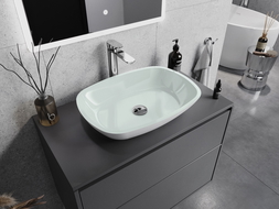 Mexen Araks lavabo à comptoir en verre 54 x 39 cm, Blanc - 24155430