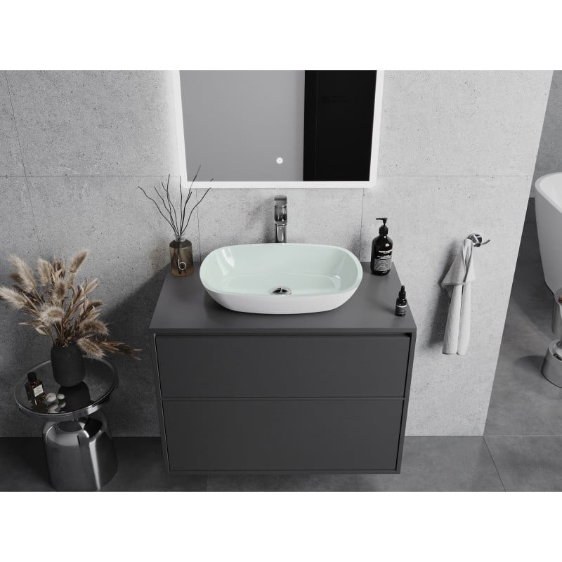 Mexen Araks lavabo en verre à poser 54 x 39 cm, blanc - 24155430