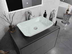Mexen Megan lavabo à comptoir en verre 56 x 36 cm, Blanc - 24135630