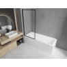 Mexen Cubik baignoire rectangulaire 160 x 70 cm avec habillage et paroi de douche 1 volet 80 cm, motif noir fixe