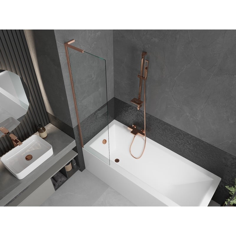 Mexen Next L pare-douche de baignoire à 1 volet 50 x 150 cm, transparent, cuivre brossé - 895-050-000-03-00-65