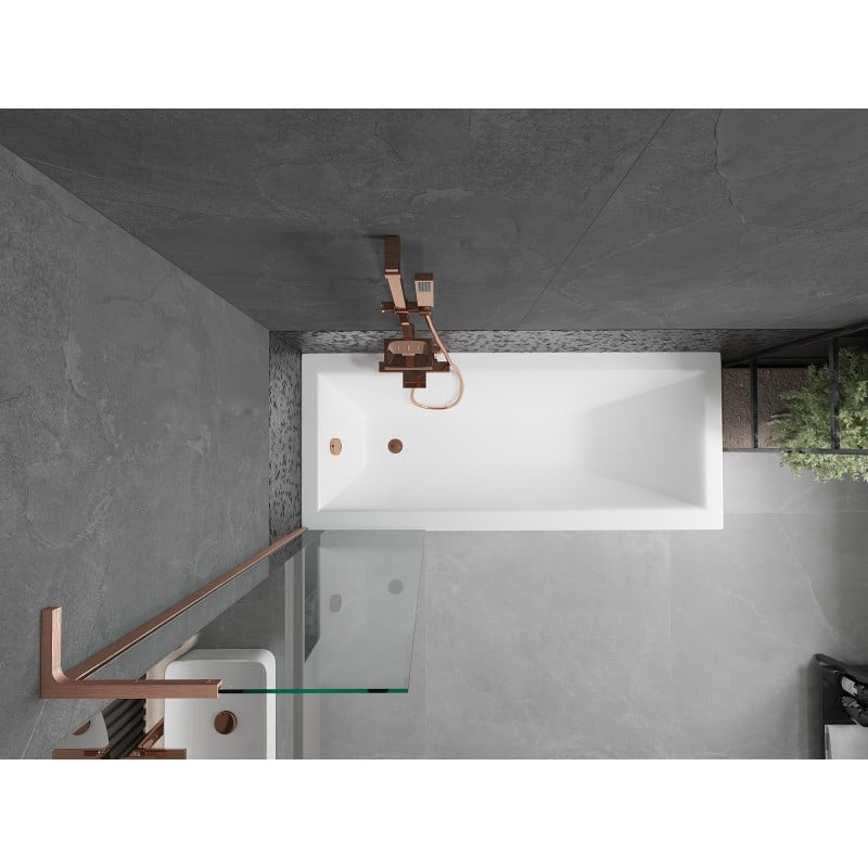 Mexen Next L pare-douche de baignoire à 1 volet 50 x 150 cm, transparent, cuivre brossé - 895-050-000-03-00-65
