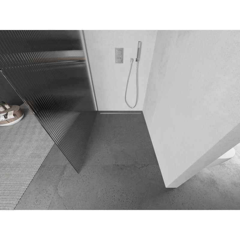 Mexen Kioto L paroi de douche Walk-in 70 x 200 cm, rayures, chrome - 800-070-103-01-09