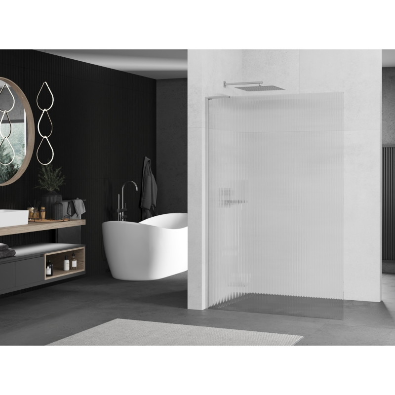 Mexen Kioto L paroi de douche Walk-in 70 x 200 cm, rayures, chrome - 800-070-103-01-09